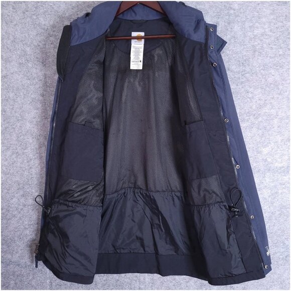 CARHARTT XL Blue Shoreline Waterproof Jacket C72 BLS Full Zip Hooded Mesh Lined - Picture 10 of 14